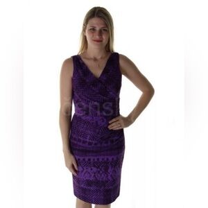 Lauren Ralph, Lauren  double V neck faux wrap aztec geo print dress , SZ 12 .